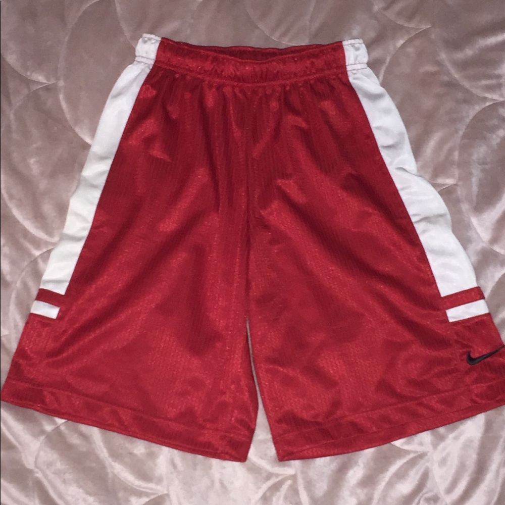 Nike S red and white basketball shorts